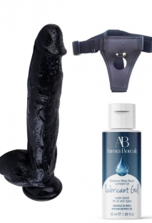 Belden Ba�lamal� Kayganla�t�r�c� Set Noctis 32cm Siyah Dildo No:23